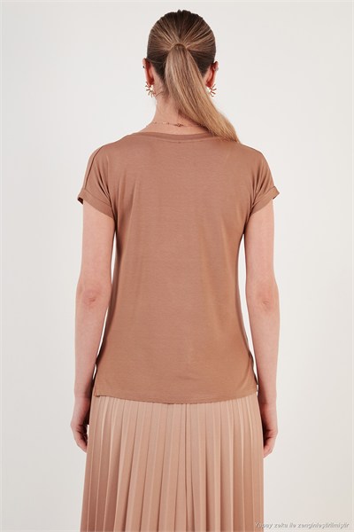 V Yaka Relaxed Fit Yırtmaç Detaylı 2li Paket Kadın Bluz 5862000S2 SİYAH-BİSKÜVİ