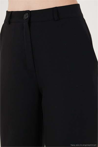 Wide Leg Orta Yüksek Bel Bol Paça Kumaş Kadın Pantolon 6522974 SİYAH
