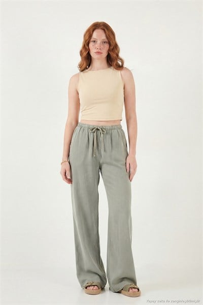 Wide Leg Yüksek Bel Geniş Paça Kadın Pantolon 668YP5424 AÇIK HAKİ