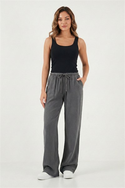 Wide Leg Yüksek Bel Geniş Paça Kadın Pantolon 668YP5424 ANTRASİT
