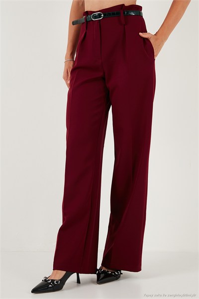 Wide Leg Yüksek Bel Geniş Paça Palazzo Kadın Pantolon 65271262 BORDO