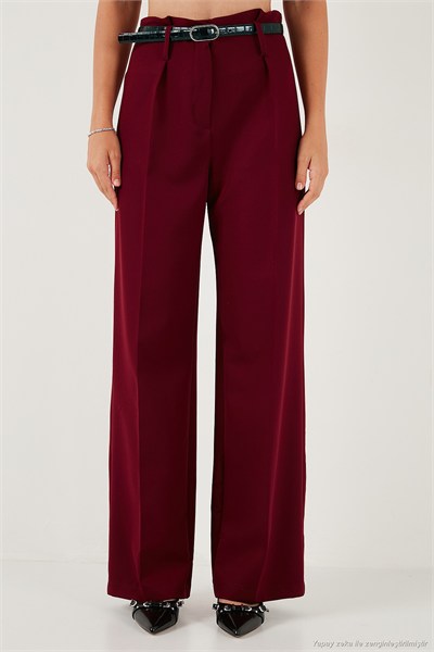 Wide Leg Yüksek Bel Geniş Paça Palazzo Kadın Pantolon 65271262 BORDO