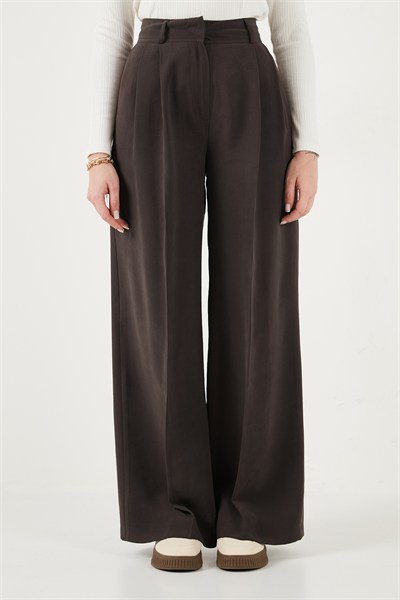 Wide Leg Yüksek Bel Geniş Paça Pileli Kadın Pantolon 6923871 KAHVE