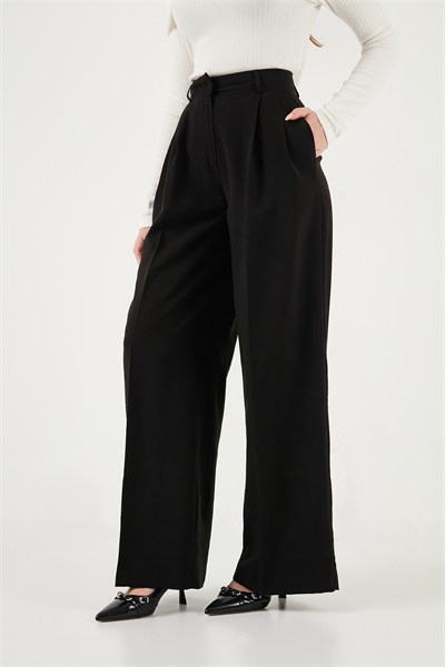 Wide Leg Yüksek Bel Geniş Paça Pileli Kadın Pantolon 6923871 SİYAH