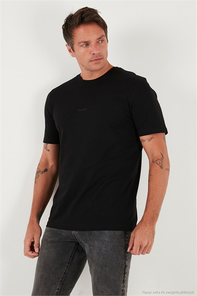 Yazı Detaylı Pamuklu Regular Fit Bisiklet Yaka Erkek T Shirt 59020203 SİYAH