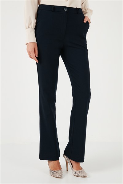 Yüksek Bel Regular Fit Bol Paça Kadın Pantolon 611PL030W4 LACİVERT