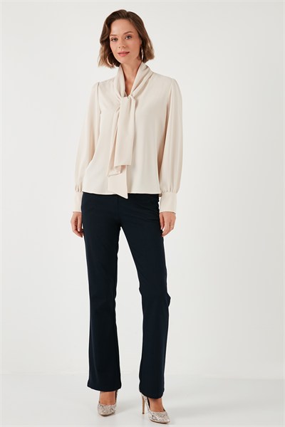 Yüksek Bel Regular Fit Bol Paça Kadın Pantolon 611PL030W4 LACİVERT