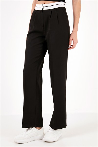 Yüksek Bel Regular Fit Geniş Paça Kadın Pantolon 611PL061 SİYAH