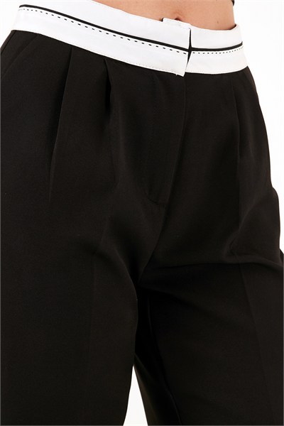 Yüksek Bel Regular Fit Geniş Paça Kadın Pantolon 611PL061 SİYAH