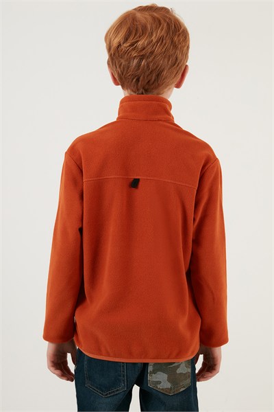 Yumuşak Dokulu Fermuarlı Dik Yaka Şardonlu Kışlık Unisex Çocuk Polar 5905002 ORANJ
