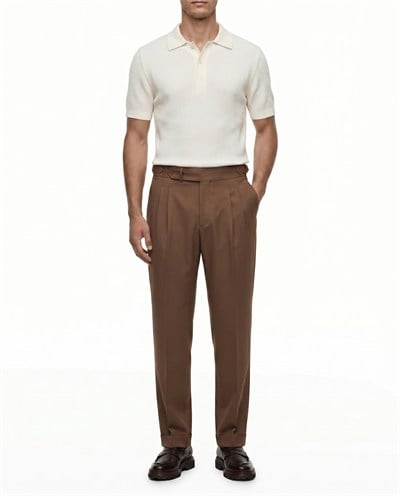 Barri Double-Pleated Pants Brown