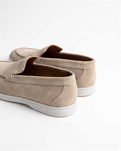 Monk Loafer Shoes Bej Suede