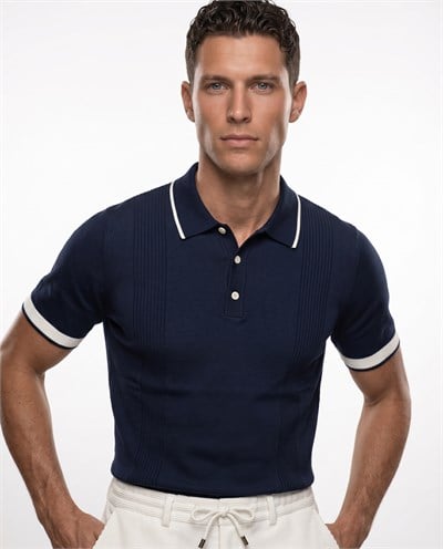 Bellagio Polo Knit T-Shirt Navy