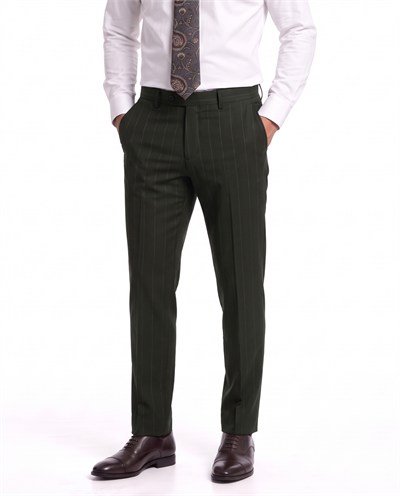Bodoni Bauer Cross-Cut Suit Khaki