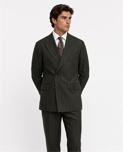 Bodoni Bauer Cross-Cut Suit Khaki