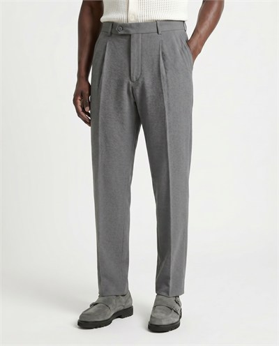 Breau Single-Pleat Pants Grey