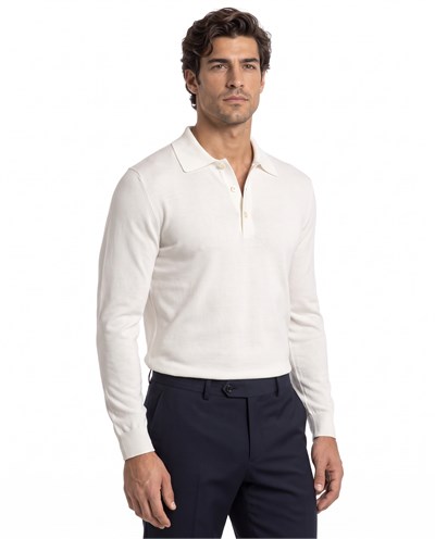 Cortado Polo Yaka Triko Ekru
