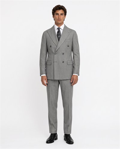 Corto Double-Breasted Suit Grey