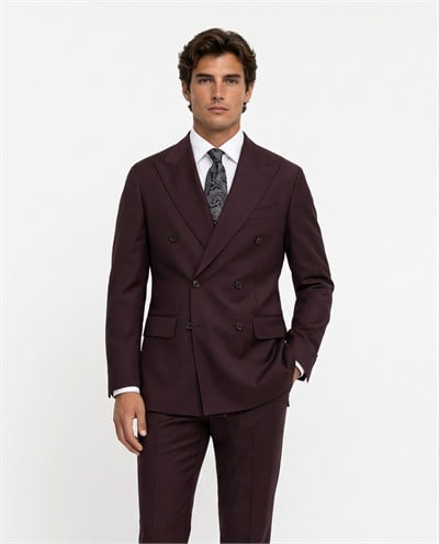Florentino  Double-Breasted Suit Burgundy