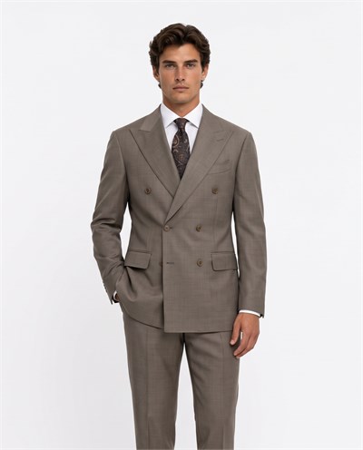 Florentino  Double-Breasted Suit Brown