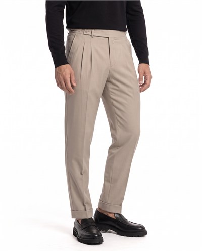 Istanbul Double-Pleated Pants Bej
