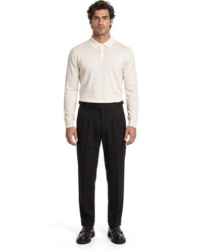 Istanbul Double-Pleated Pants Black
