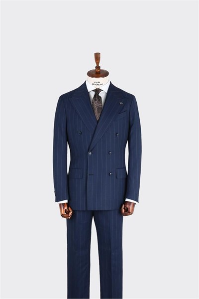 Double-Breasted Suit Light Navy Blue