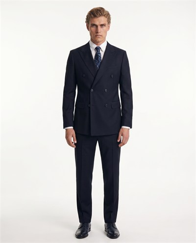 Chalire Double-Breasted Suit Navy