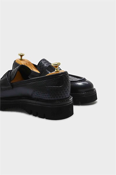 Loafer Ayakkabı Lacivert Floter Anaconda