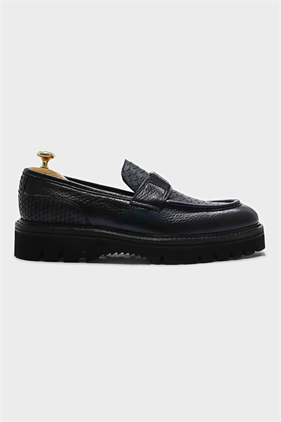 Loafer Ayakkabı Lacivert Floter Anaconda