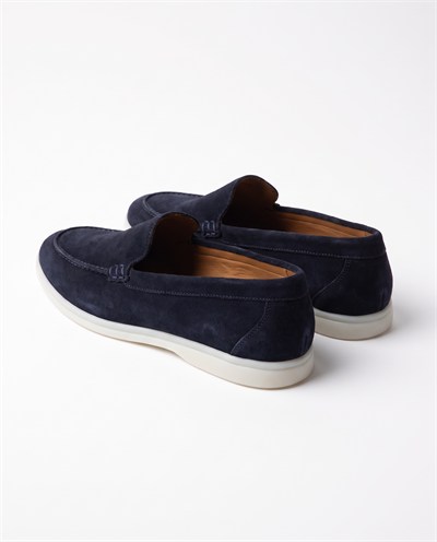 Monk Loafer Shoes Navy Suede