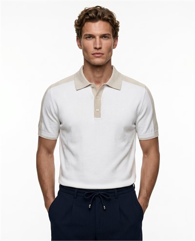 Maison Polo Triko T-Shirt Beyaz
