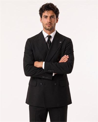 Orleans Double-Breasted Suit Black