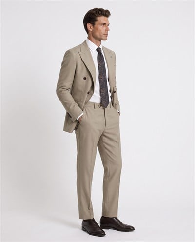 Orleans Double-Breasted Suit Milky Brown