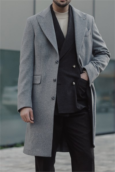 Double Breasted Coat Grey