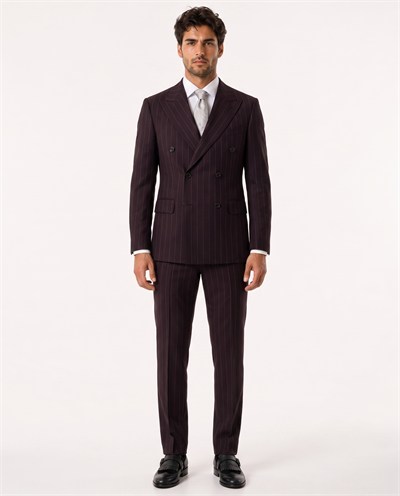 Paganini Double-Breasted Suit Burgundy