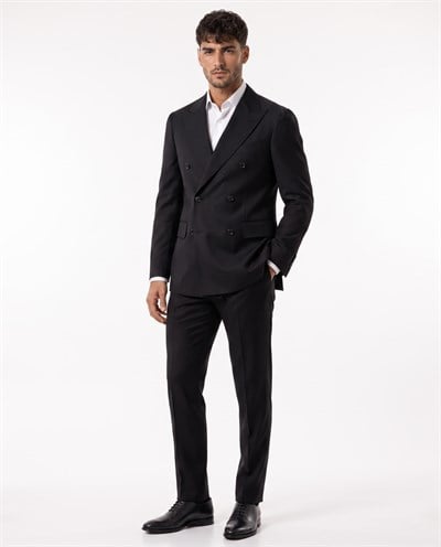 Paris  Double-Breasted Suit Black