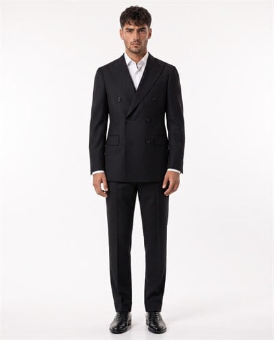 Paris  Double-Breasted Suit Black