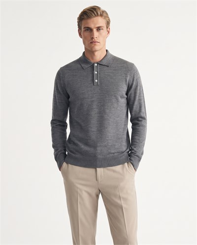Pearl Polo Yaka Triko  Gri-Melanj