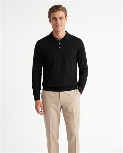 Pearl Polo Yaka Triko Siyah
