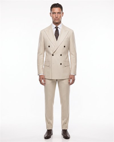 Rhoda Double-Breasted Suit Cream