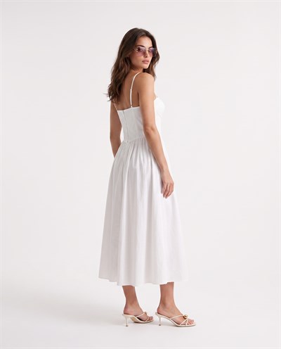 Rose Poplin Elbise Beyaz