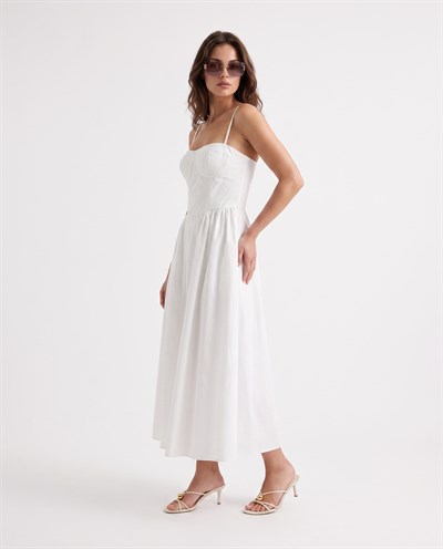 Rose Poplin Elbise Beyaz