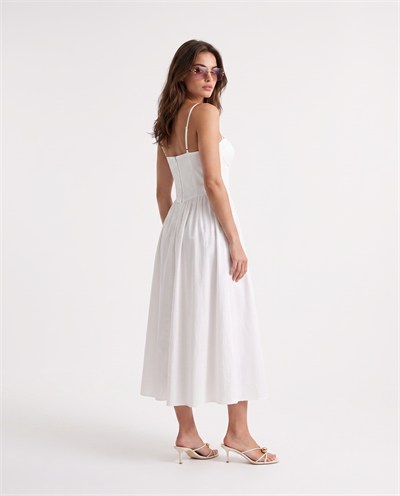 Rose Poplin Dress White