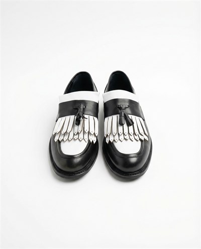 Loafer Ayakkabı Siyah-Beyaz Santo