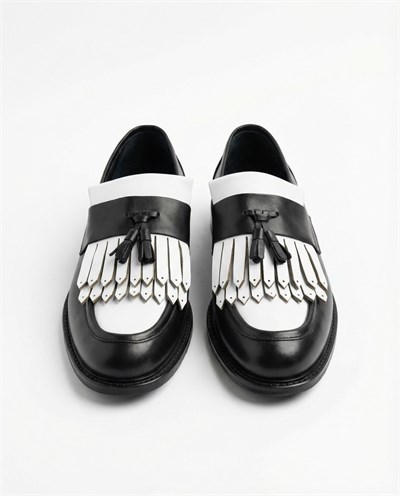 Loafer Ayakkabı Siyah-Beyaz Santo