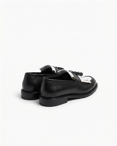 Loafer Ayakkabı Siyah-Beyaz Santo