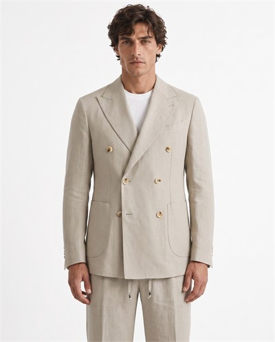 Soft Prive  Double-Breasted Jacket Bej
