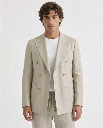 Soft Prive  Double-Breasted Jacket Bej