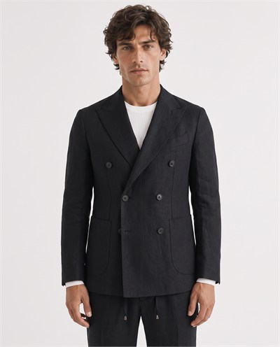 Soft Prive  Double-Breasted Jacket Black